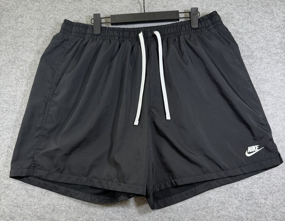 Nike Swim Trunks Mens 2XL Black 6 Inseam Pool Shorts Drawstring Embroidered Logo